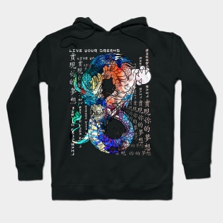 Vaporwave Japanese retro dragon Traditional Dreams Kanji Character 386 Hoodie